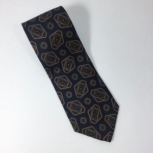 Christian Dior Navy Blue Geometric Silk Necktie